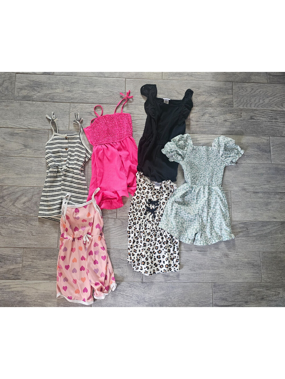 (6pc) Girl's Shein & Rachel Zoe Mixed Lot Of Rompers Shorts Size 6 Multicolor